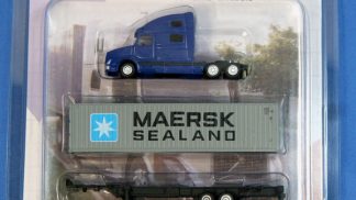 Blue Volvo Highway Tractor Trailer w/ 40' Container and Chasis